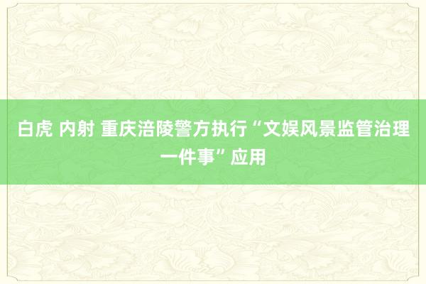 白虎 内射 重庆涪陵警方执行“文娱风景监管治理一件事”应用